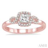 3/8 ctw Diamond Engagement Ring with 1/5 ct Princess Cut Center Stone in 14K Rose Gold
